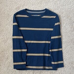 Old Navy Kids Long Sleeve Tee in Navy and Yellow Stripes